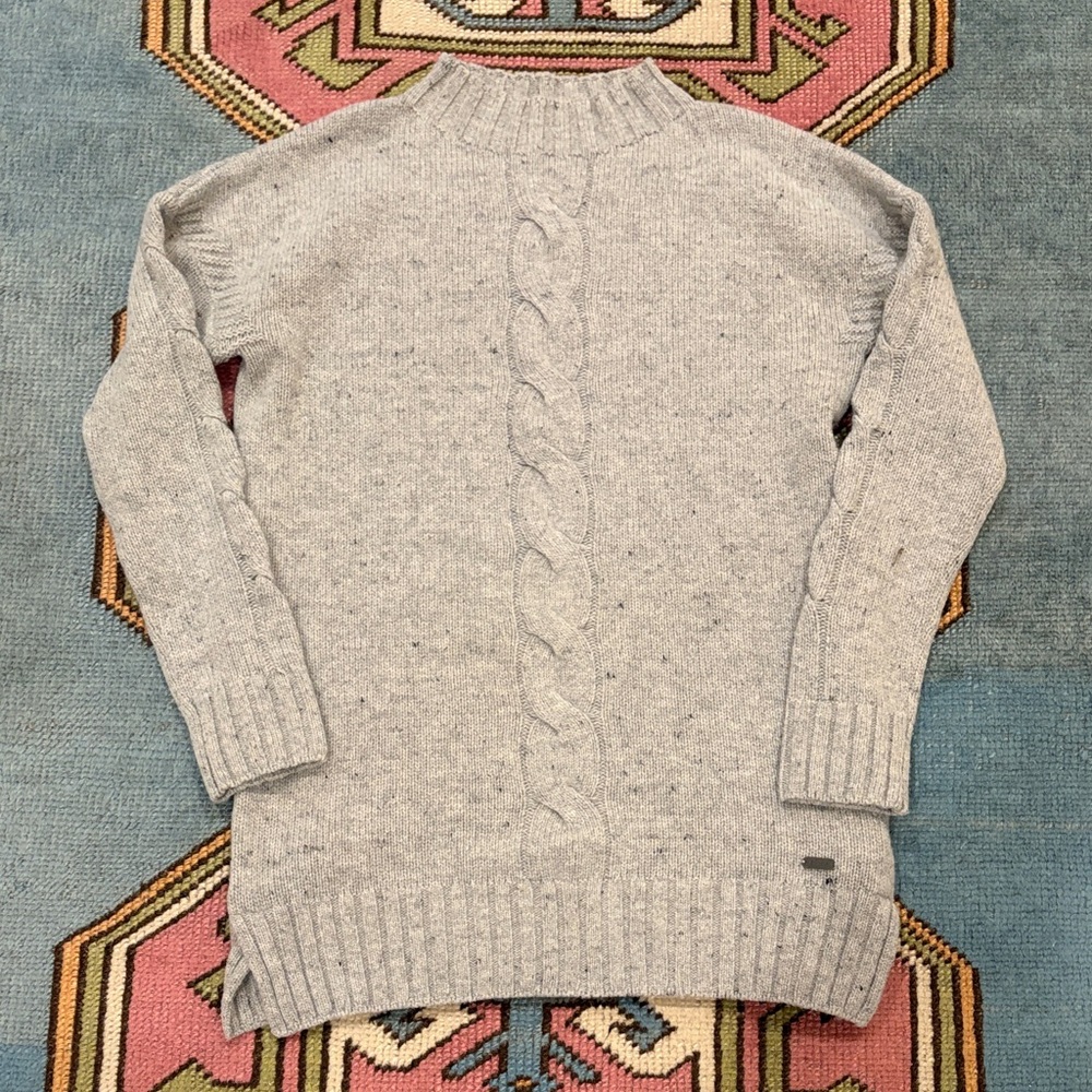 Barbour Gray Wool Cable Knit Sweater